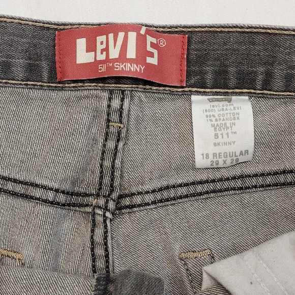 LEVI'S 511 Skinny Leg Low Rise Gray Denim Jeans W29 L29 - Picture 7 of 13